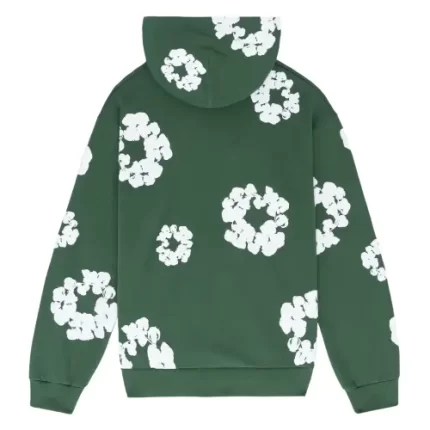 Demin Tears Cotton Wreath Green Hoodie