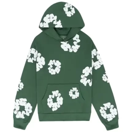 Demin Tears Cotton Wreath Hoodie Green