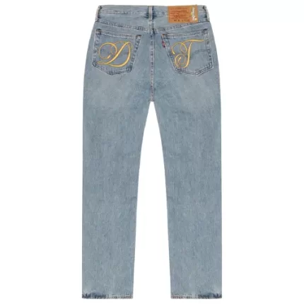 Denim Tears Metallic Gold Script 501 Light Washs