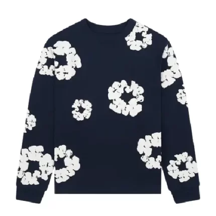 Denim Tears Long Sleeve Cotton Wreath Tee Navy